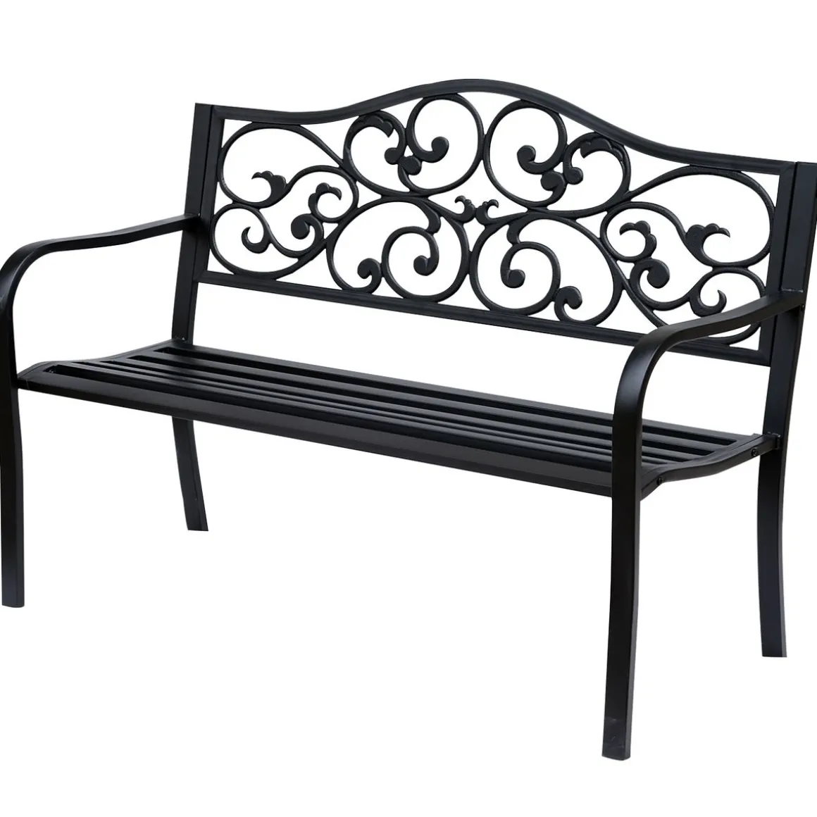Banco de jardín Paradise Outsunny hasta 240kg negro 89x127x60 cm