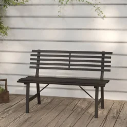 Banco de jardín Park acero negro 76,5x110x59 cm