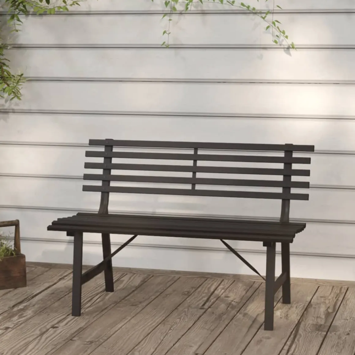 Banco de jardín Park acero negro 76,5x110x59 cm