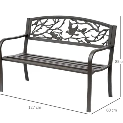 Banco de jardín Road Outsunny respaldo + reposabrazos marrón 240kg 85x127x60 cm