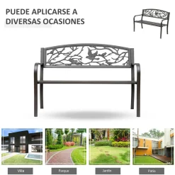 Banco de jardín Road Outsunny respaldo + reposabrazos marrón 240kg 85x127x60 cm