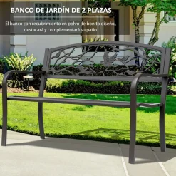 Banco de jardín Road Outsunny respaldo + reposabrazos marrón 240kg 85x127x60 cm