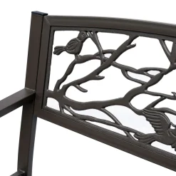 Banco de jardín Road Outsunny respaldo + reposabrazos marrón 240kg 85x127x60 cm