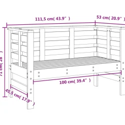 Banco de jardín Simmo 2 plazas madera maciza pino