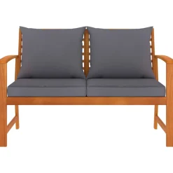 Banco de jardín VidaXL con cojines 81x120x60,5 cm