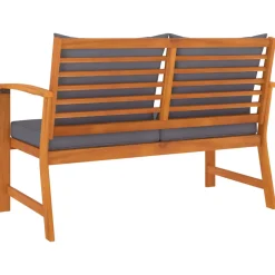 Banco de jardín VidaXL con cojines 81x120x60,5 cm