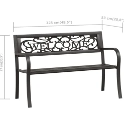 Banco de jardín Welcome acero negro 77x125x53 cm
