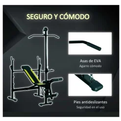 Banco de pesas Homcom 3 posiciones negro 202x110x175 cm