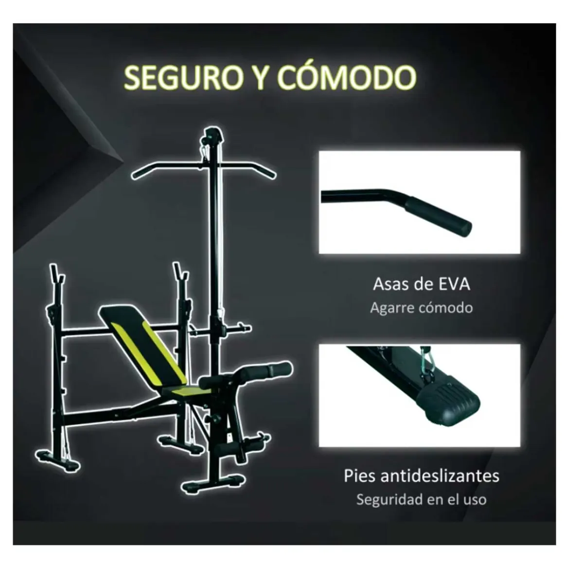 Banco de pesas Homcom 3 posiciones negro 202x110x175 cm