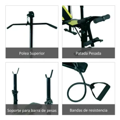Banco de pesas Homcom 3 posiciones negro 202x110x175 cm