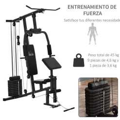 Banco de pesas Homcom multiestación negro 207x108x148 cm