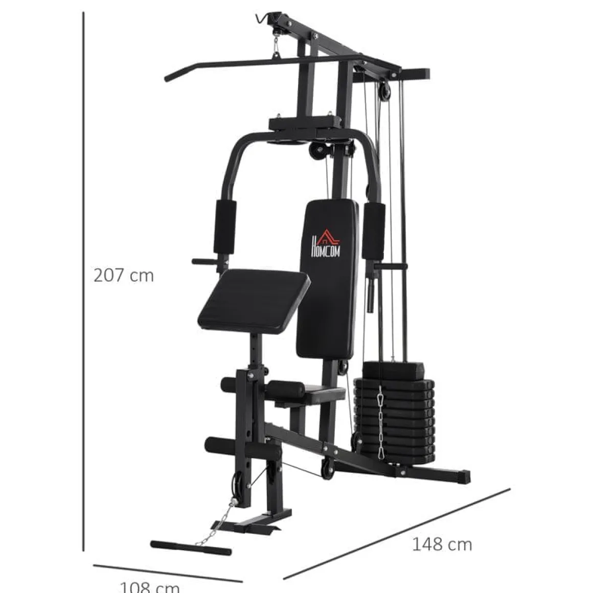 Banco de pesas Homcom multiestación negro 207x108x148 cm