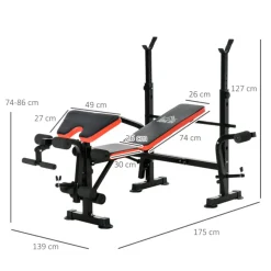 Banco de pesas multifuncional Homcom ajustable negro 127x139x175 cm