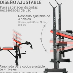Banco de pesas multifuncional Homcom ajustable negro 127x139x175 cm