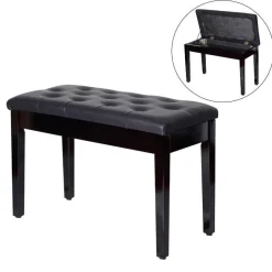 Banco de piano Homcom con almacenamiento símil piel negro 50x36x76 cm
