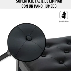 Banco de piano Homcom con almacenamiento símil piel negro 50x36x76 cm