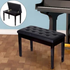 Banco de piano Homcom con almacenamiento símil piel negro 50x36x76 cm