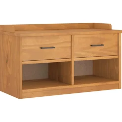 Banco de recibidor Pawhu con dos cajones y compartimentos natural 50x87x40 cm