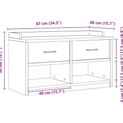 Banco de recibidor Pawhu con dos cajones y compartimentos natural 50x87x40 cm