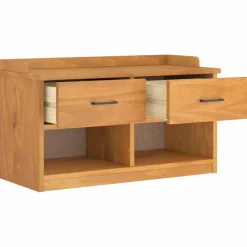 Banco de recibidor Pawhu con dos cajones y compartimentos natural 50x87x40 cm
