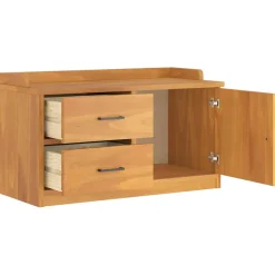 Banco de recibidor Sandnes con puerta y dos cajones natural 50x87x40 cm