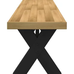 Banco Noain patas forma de X natural/negro 45x180x40 cm