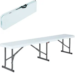 Banco plegable Lifetime ultrarresistente 454kg blanco 42,1x182,8x29,2 cm