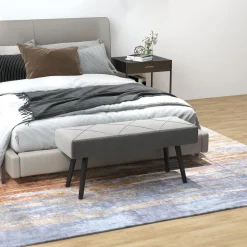 Banco Sojo Homcom acolchado gris 45x100x36 cm