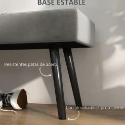 Banco Sojo Homcom acolchado gris 45x100x36 cm