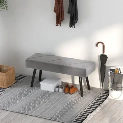 Banco Sojo Homcom acolchado gris 45x100x36 cm