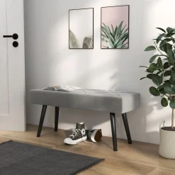 Banco Sojo Homcom acolchado gris 45x100x36 cm