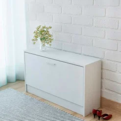 Banco zapatero 1 puerta 6 pares blanco 45x80x24 cm