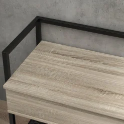 Banco zapatero Batu Homcom con tapa abatible + estante roble 61x84x39,5 cm