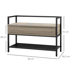 Banco zapatero Batu Homcom con tapa abatible + estante roble 61x84x39,5 cm