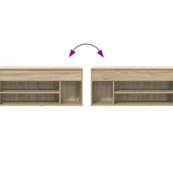Banco zapatero Bruselas baúl + compartimentos abiertos roble claro 45x102x30,5 cm
