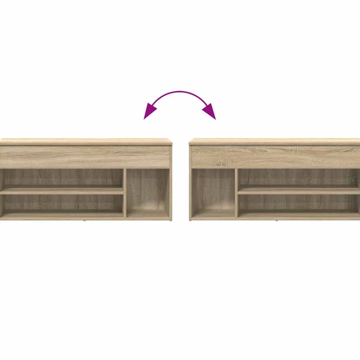 Banco zapatero Bruselas baúl + compartimentos abiertos roble claro 45x102x30,5 cm