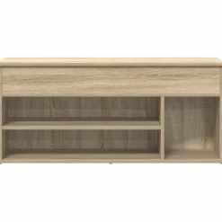 Banco zapatero Bruselas baúl + compartimentos abiertos roble claro 45x102x30,5 cm