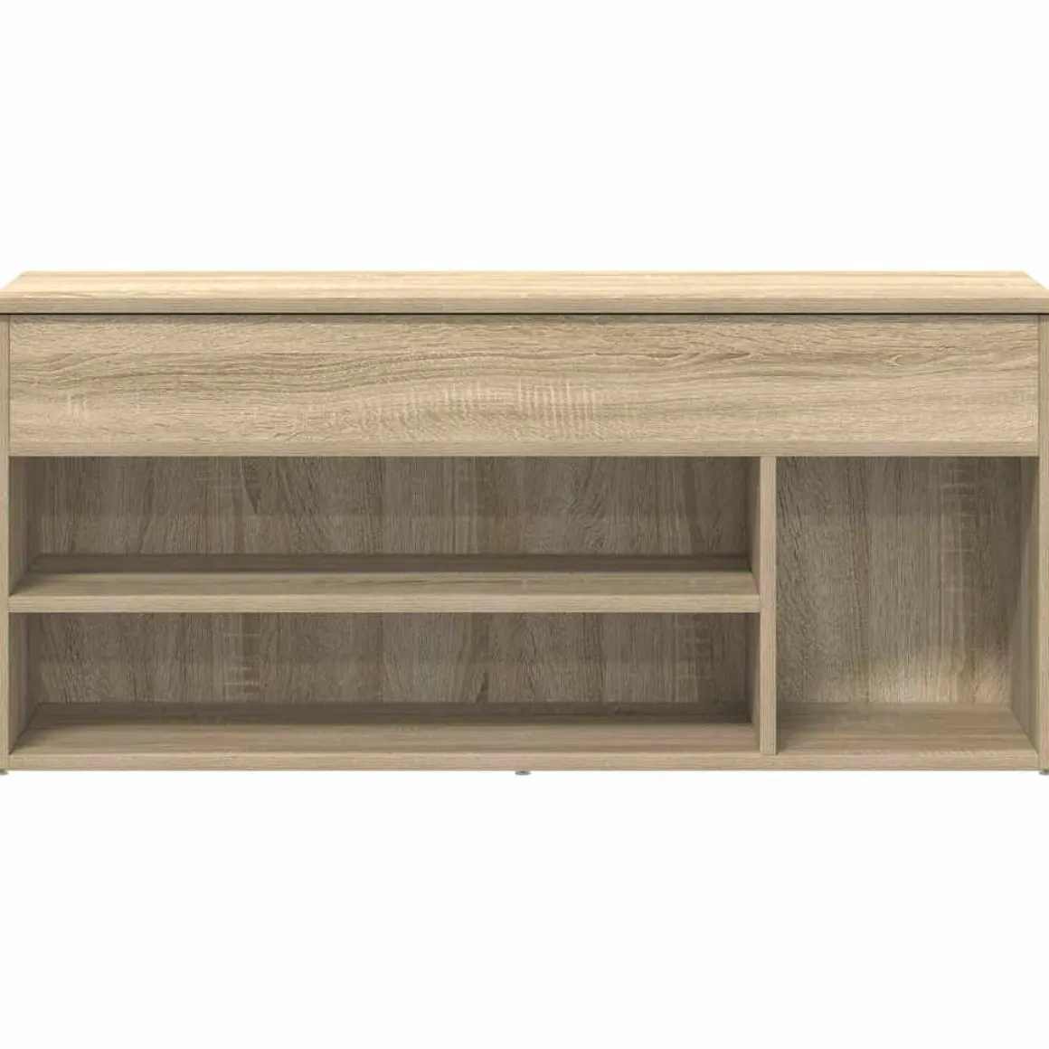 Banco zapatero Bruselas baúl + compartimentos abiertos roble claro 45x102x30,5 cm