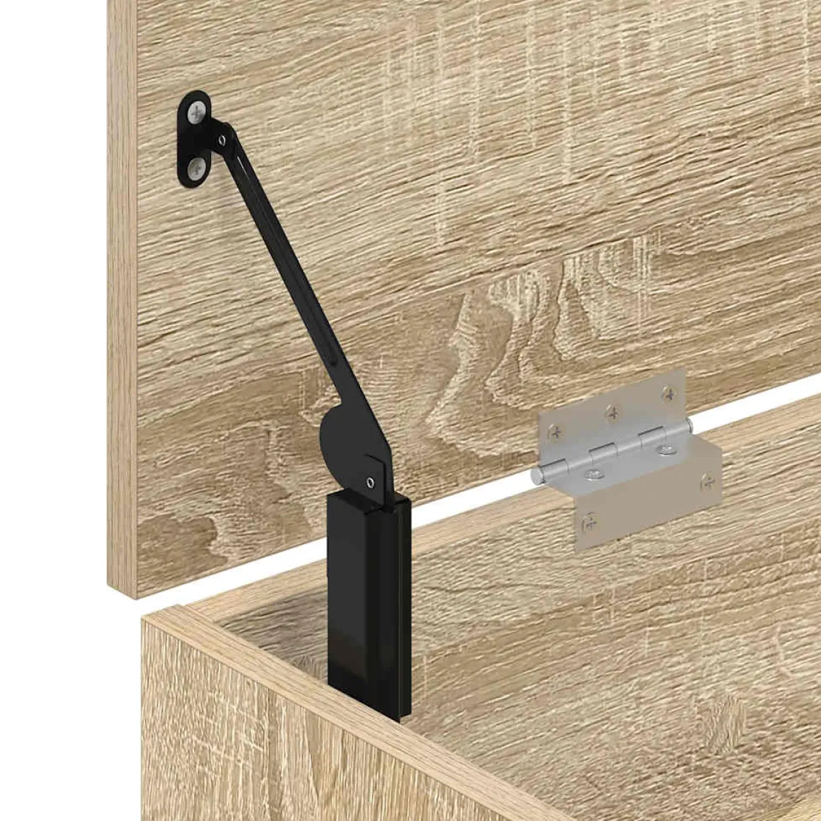 Banco zapatero Bruselas baúl + compartimentos abiertos roble claro 45x102x30,5 cm