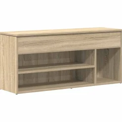 Banco zapatero Bruselas baúl + compartimentos abiertos roble claro 45x102x30,5 cm