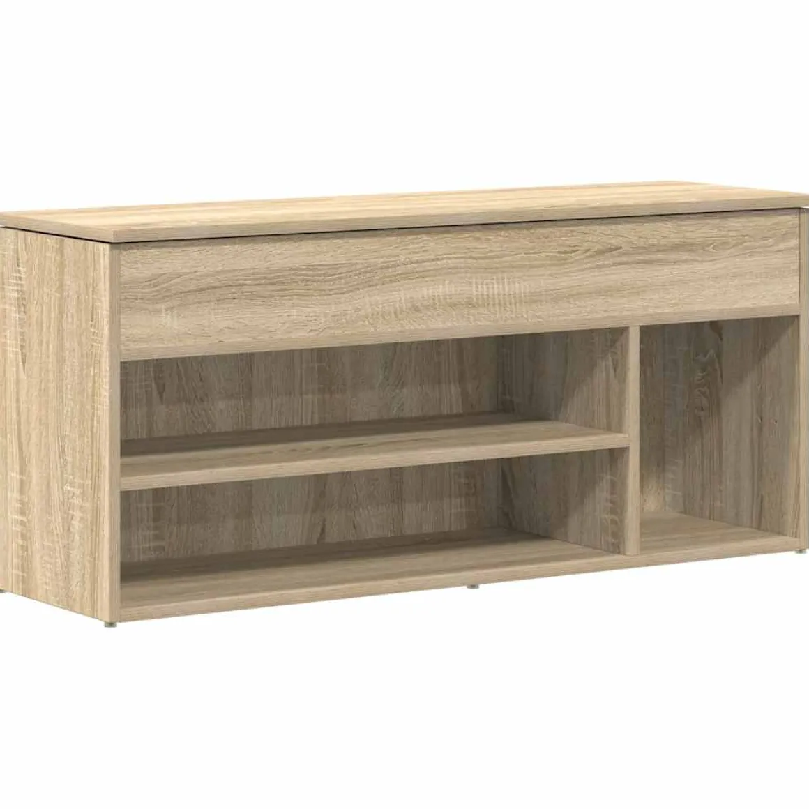 Banco zapatero Bruselas baúl + compartimentos abiertos roble claro 45x102x30,5 cm