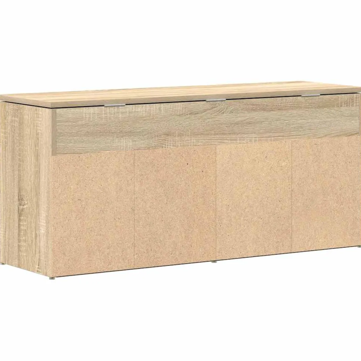 Banco zapatero Bruselas baúl + compartimentos abiertos roble claro 45x102x30,5 cm