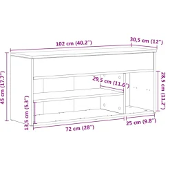 Banco zapatero Bruselas baúl + compartimentos abiertos roble claro 45x102x30,5 cm