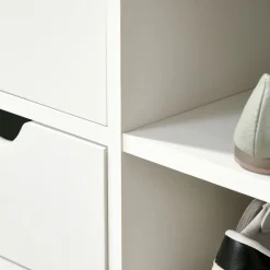 Banco zapatero Craig Homcom 2 cajones + estante blanco/gris 43,5x80,5x30,5 cm