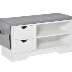 Banco zapatero Craig Homcom 2 cajones + estante blanco/gris 43,5x80,5x30,5 cm
