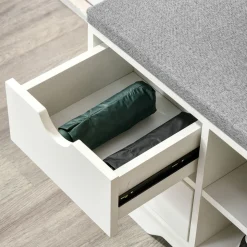 Banco zapatero Craig Homcom 2 cajones + estante blanco/gris 43,5x80,5x30,5 cm