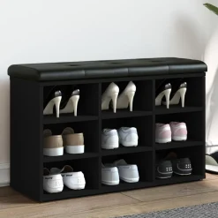 Banco zapatero Doll 9 estantes con asiento acolchado 50x82x32 cm
