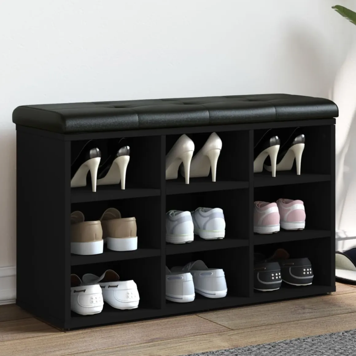 Banco zapatero Doll 9 estantes con asiento acolchado 50x82x32 cm