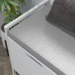 Banco zapatero Flow Homcom asiento + 2 compartimentos blanco 50x84x35 cm