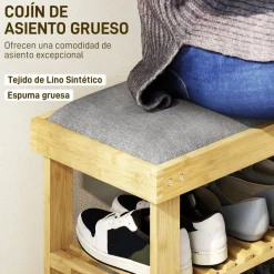 Banco zapatero Flower Homcom 6 pares 2 niveles con cojín 49x60x29 cm